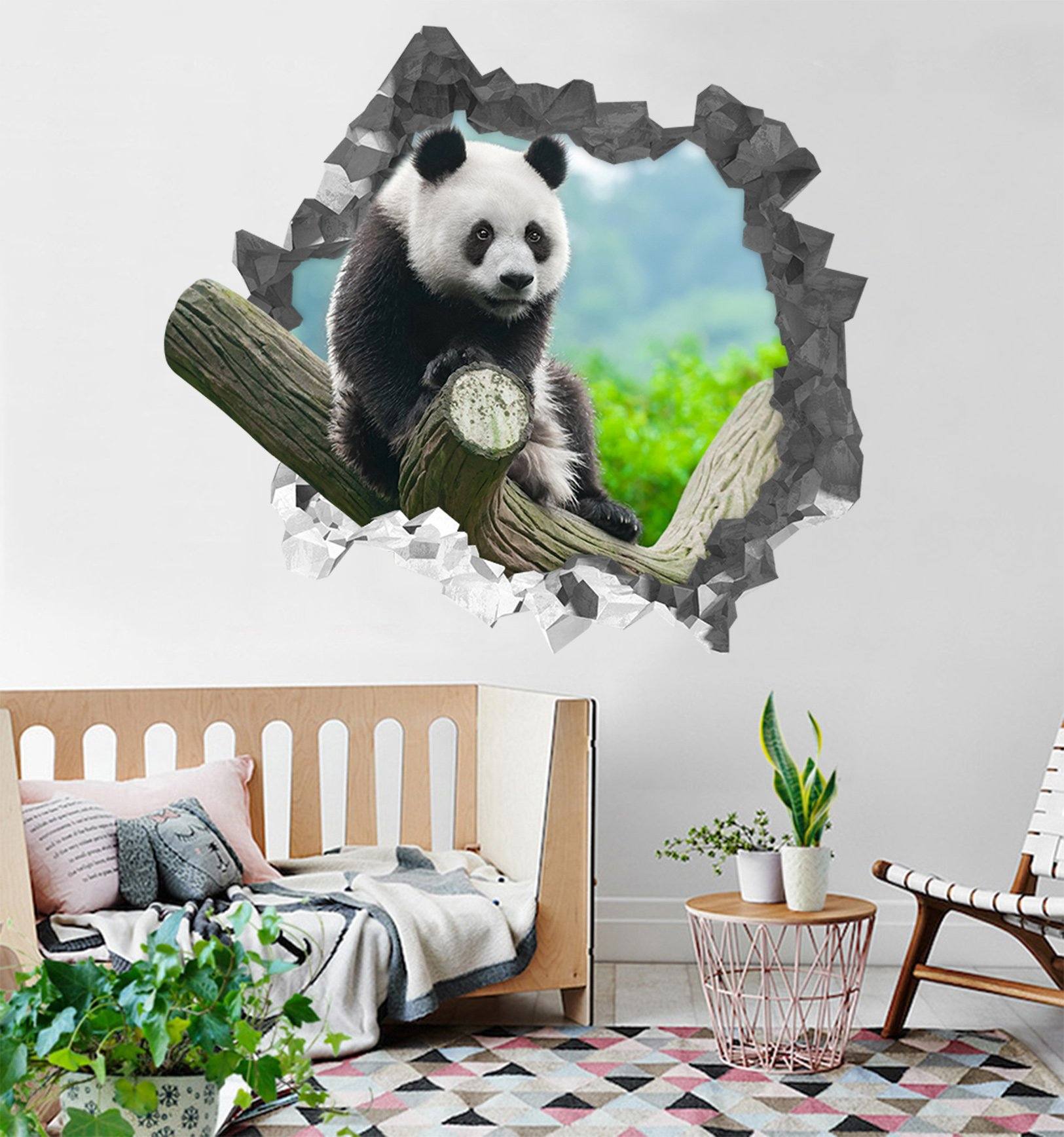 3D Innocent Panda 185 Broken Wall Murals Wallpaper AJ Wallpaper 