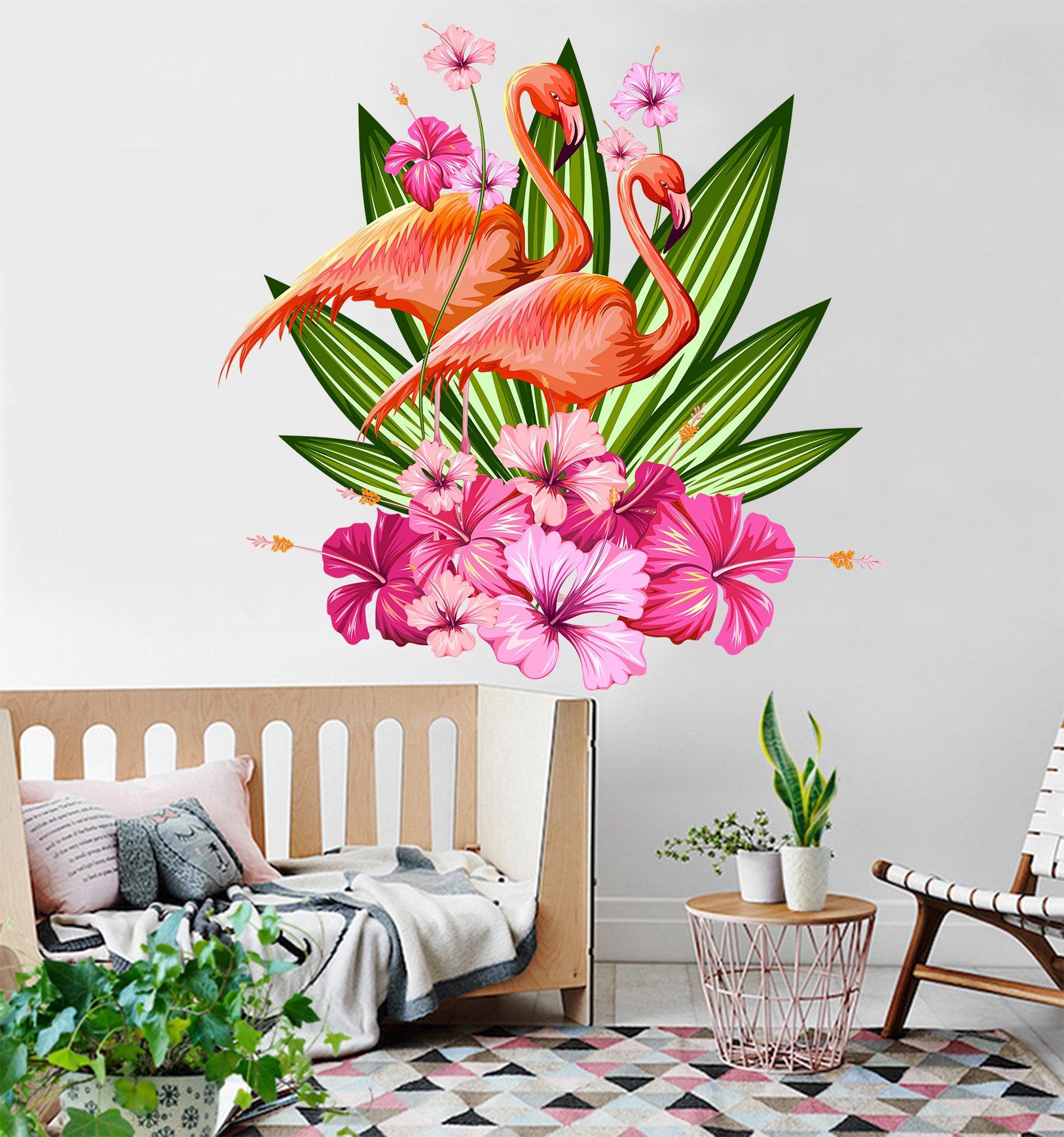 3D Flower Flamingo 011 Wall Stickers Wallpaper AJ Wallpaper 