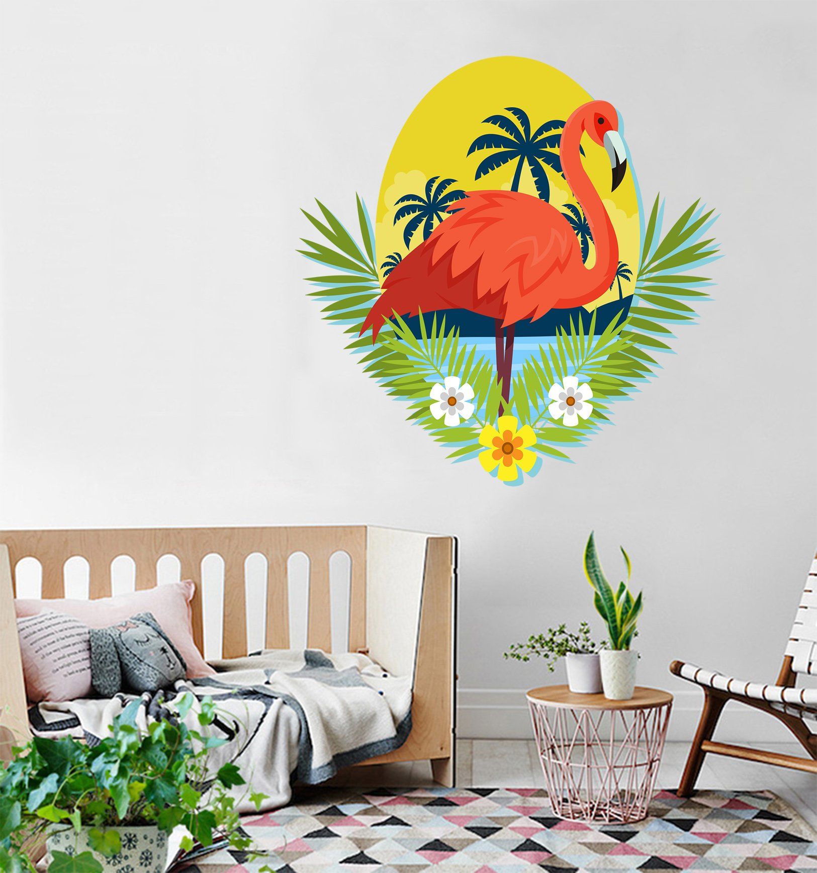 3D Coconut Tree Flamingo 164 Wall Stickers Wallpaper AJ Wallpaper 