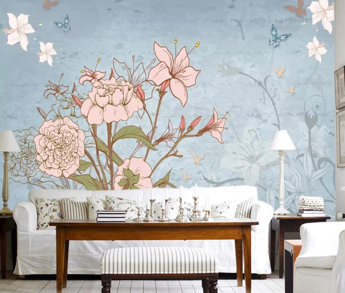 3D Peony Butterfly WC506 Wall Murals