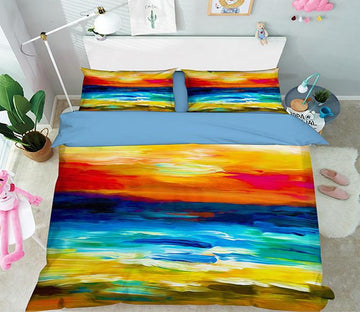 3D Paint Sunset 076 Bed Pillowcases Quilt Wallpaper AJ Wallpaper 