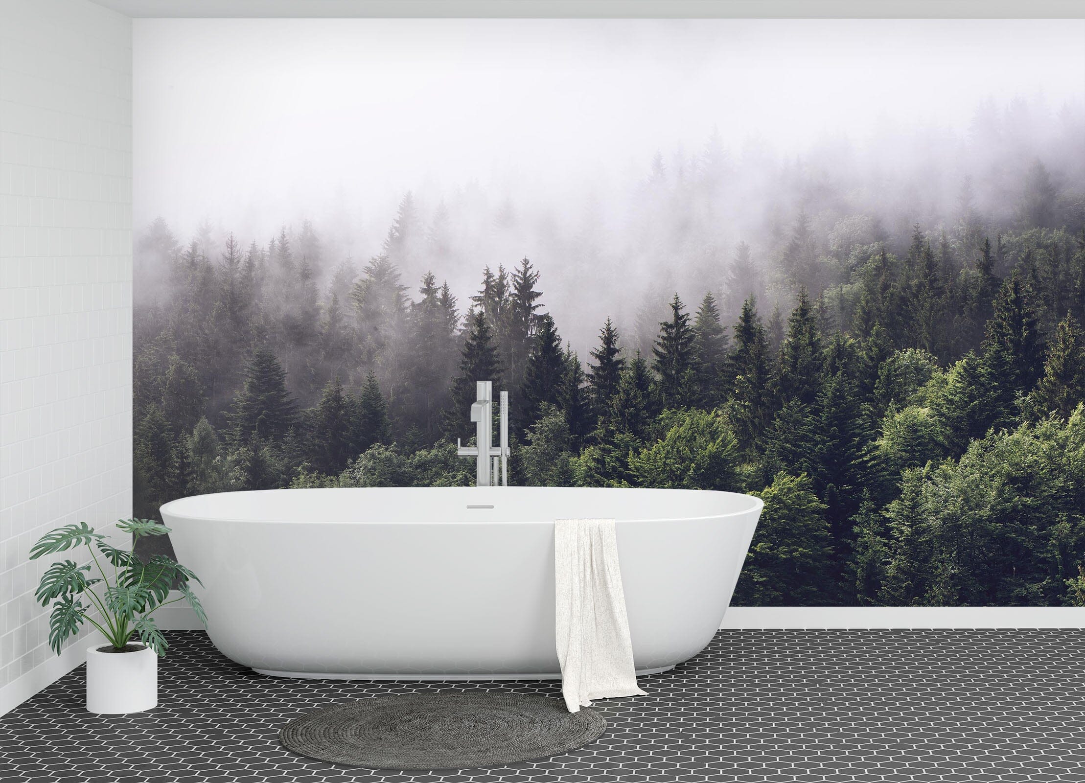 3D White Fog Forest 011 Wall Murals Wallpaper AJ Wallpaper 2 