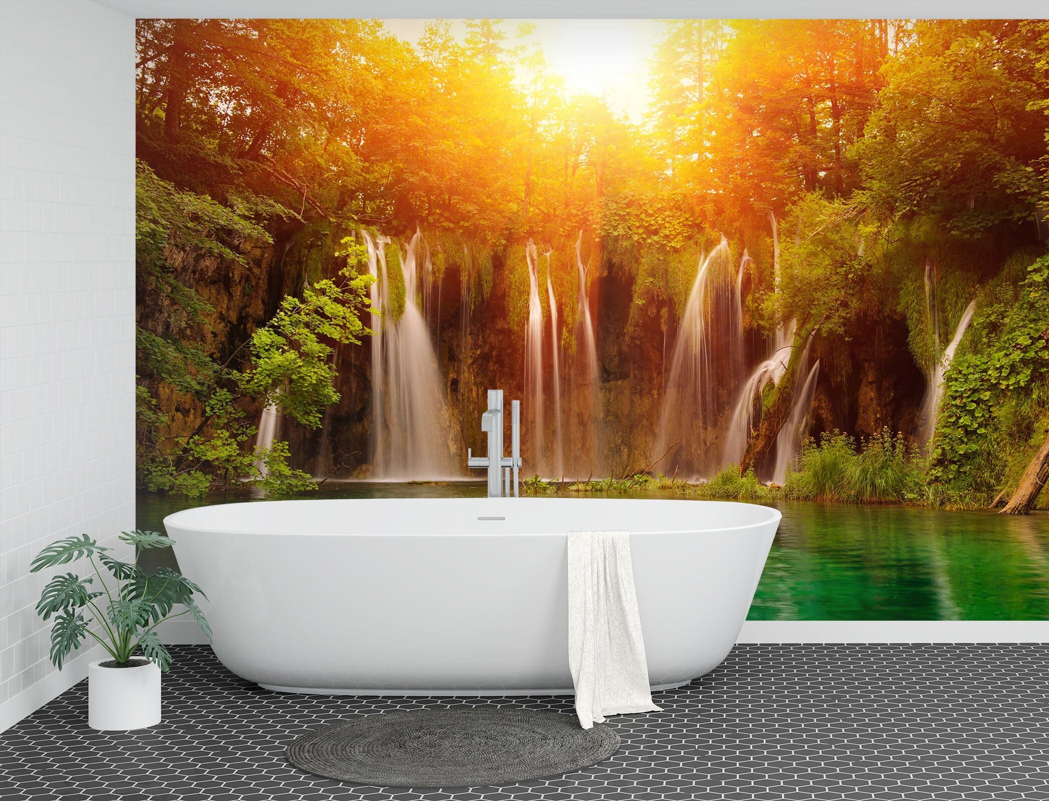 3D Waterfall Landscape 096 Wall Murals Wallpaper AJ Wallpaper 2 