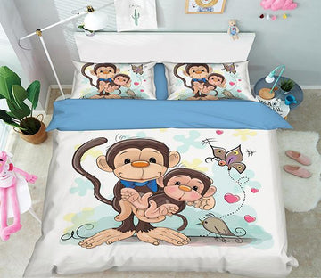 3D Two Monkeys 079 Bed Pillowcases Quilt Wallpaper AJ Wallpaper 