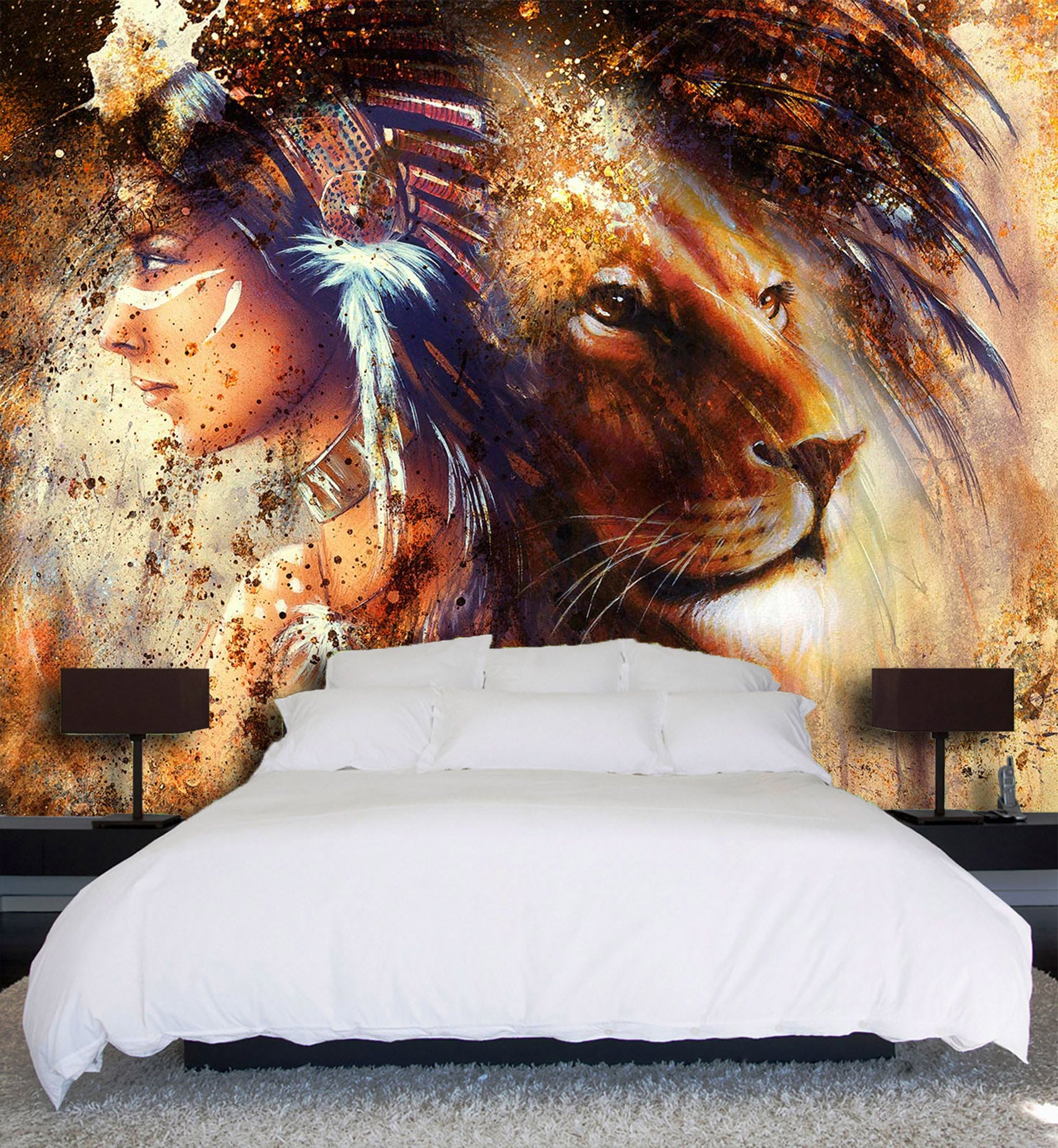 3D Lion Girl 336 Wall Murals