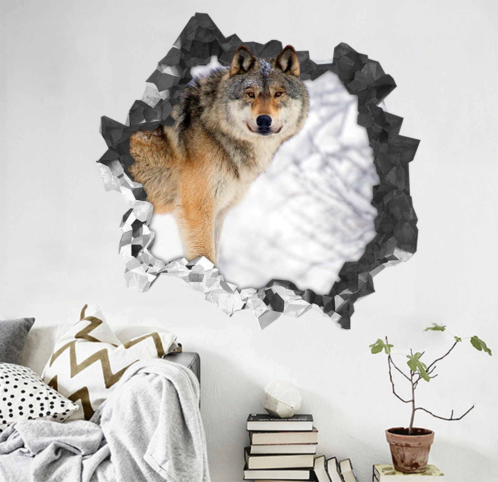 3D Snow Field Dog 67 Broken Wall Murals Wallpaper AJ Wallpaper 