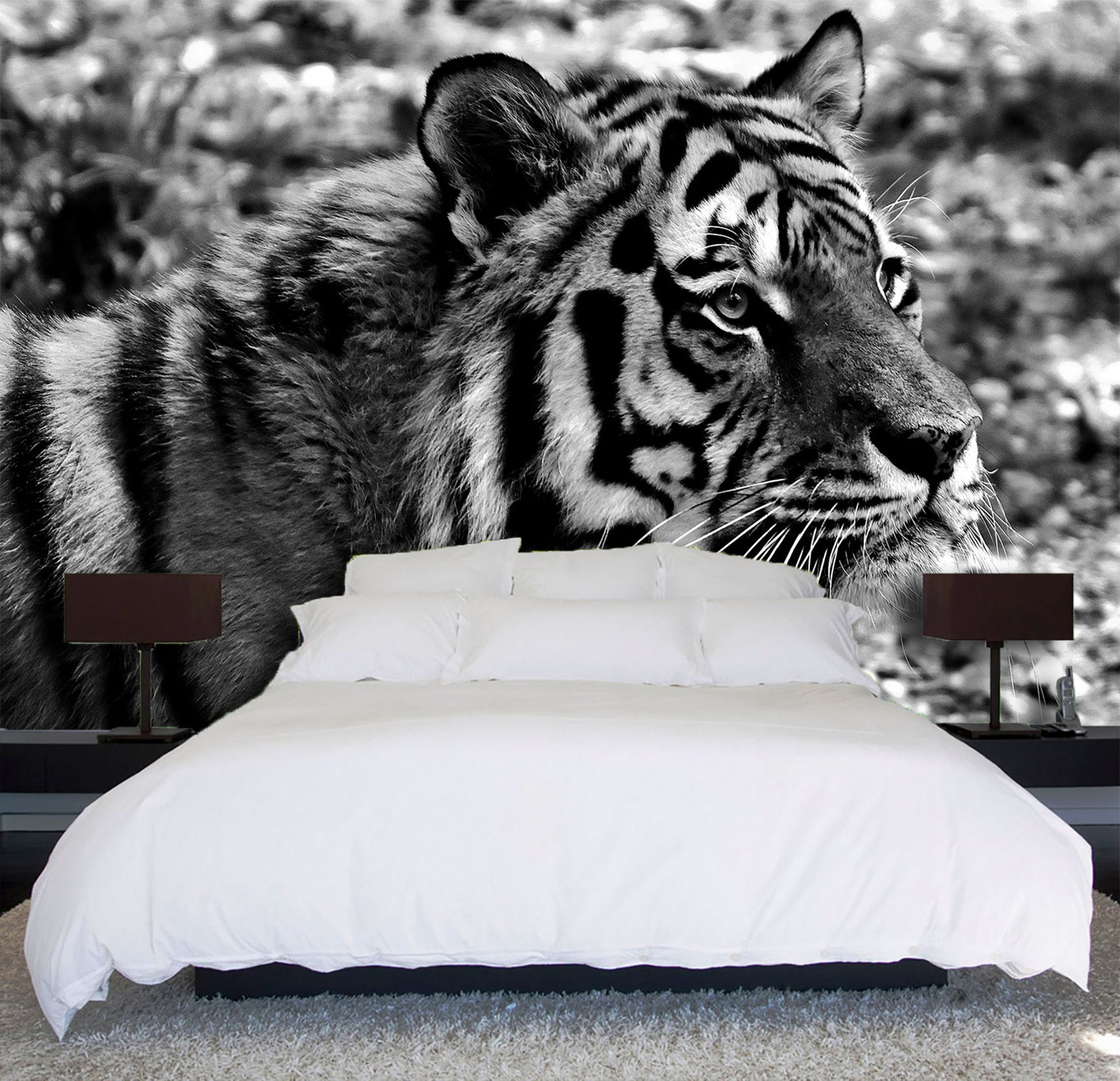 3D Black Tiger 351 Wall Murals