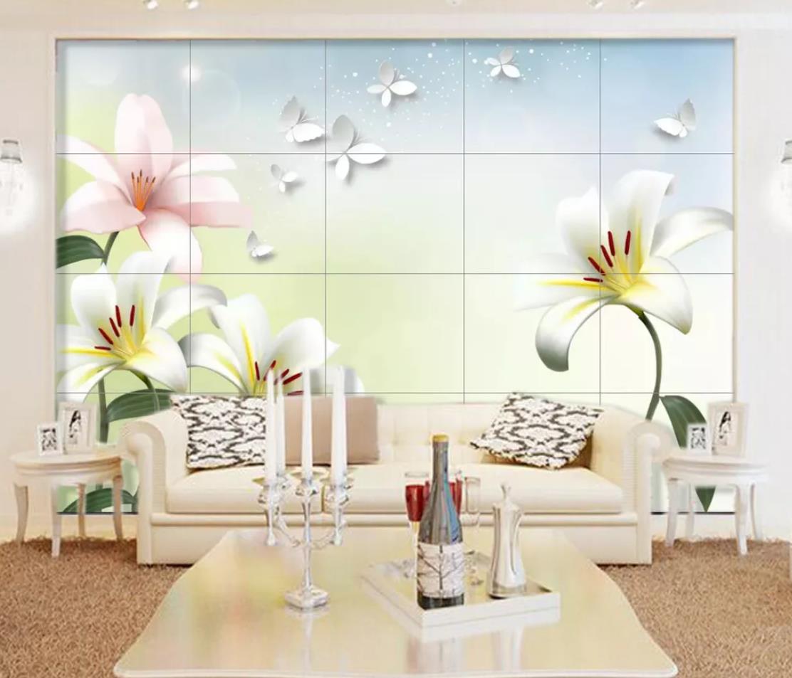 3D Lily Butterfly WC789 Wall Murals