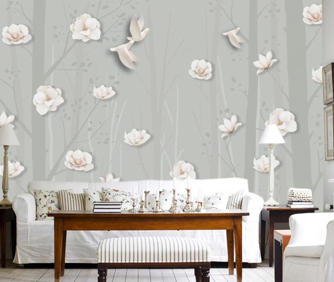 3D Pigeon Flower WC978 Wall Murals