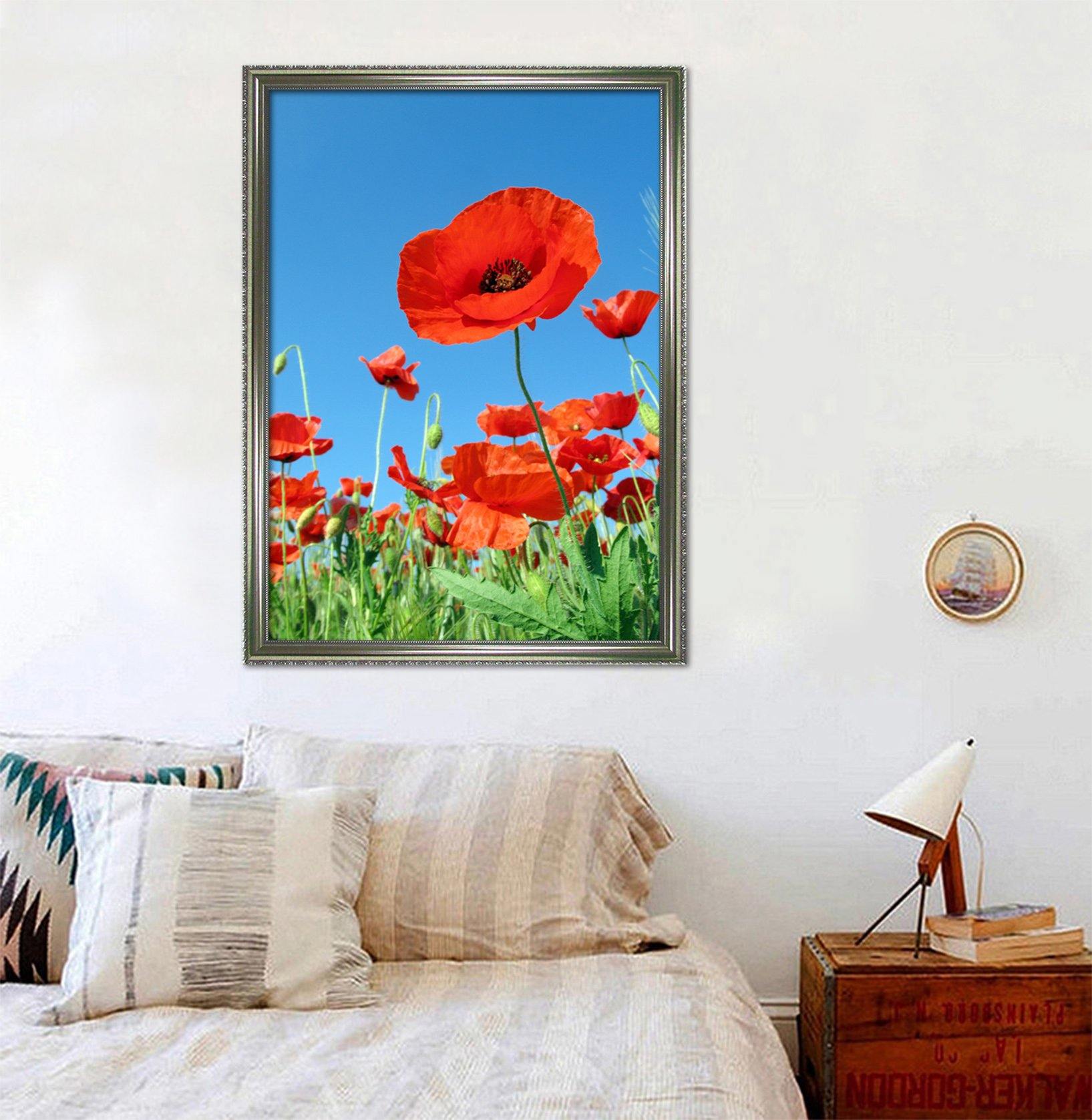 3D Small Red Flower 031 Fake Framed Print Painting Wallpaper AJ Creativity Home 