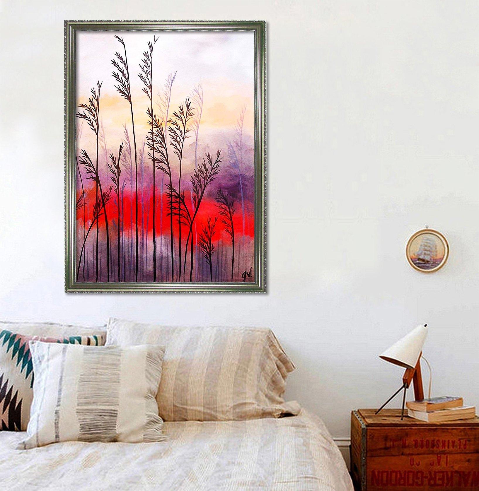 3D Wheat At Dusk 088 Fake Framed Print Painting Wallpaper AJ Creativity Home 