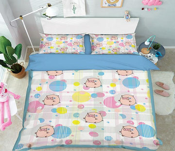 3D Piggy Cartoon 098 Bed Pillowcases Quilt Wallpaper AJ Wallpaper 