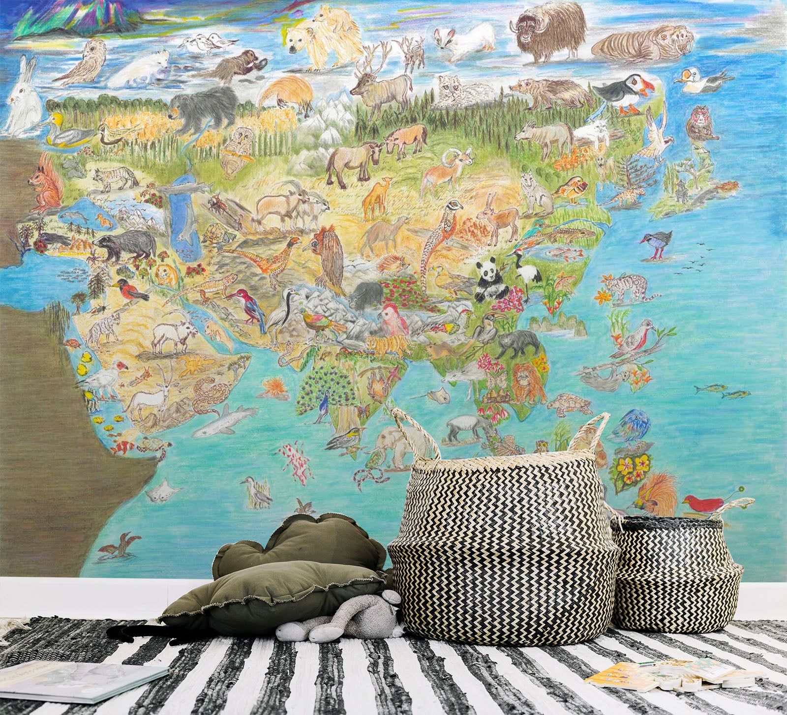 3D Animal Map 1399 Michael Sewell Wall Mural Wall Murals