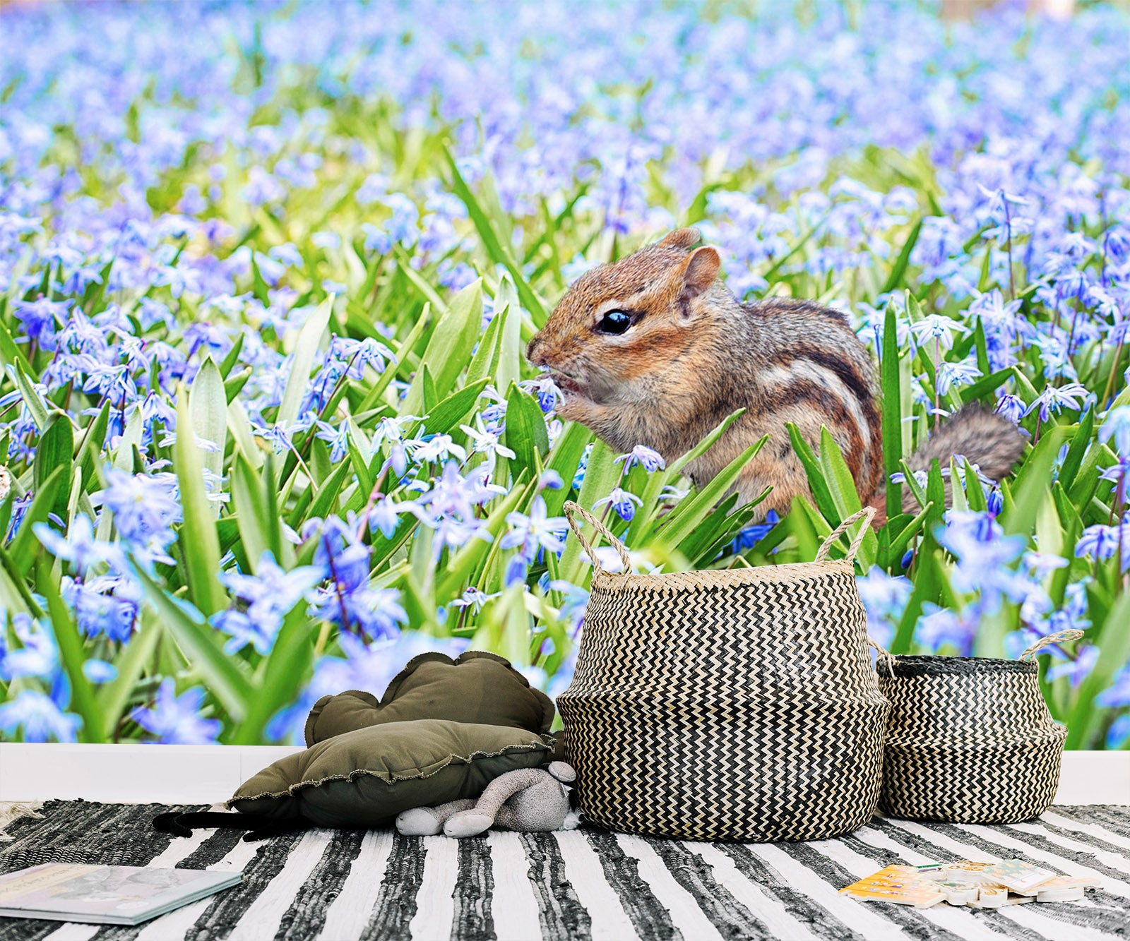 3D Flower Squirrel 148 Wall Murals