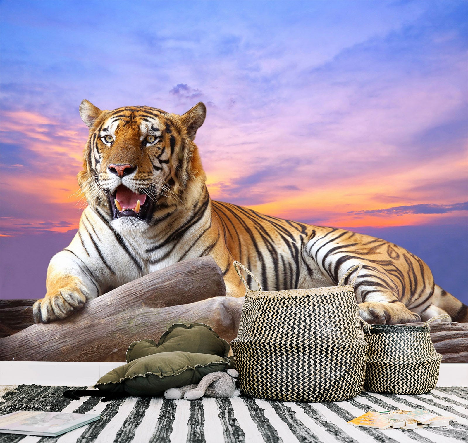 3D Tiger Cloud 219 Wall Murals