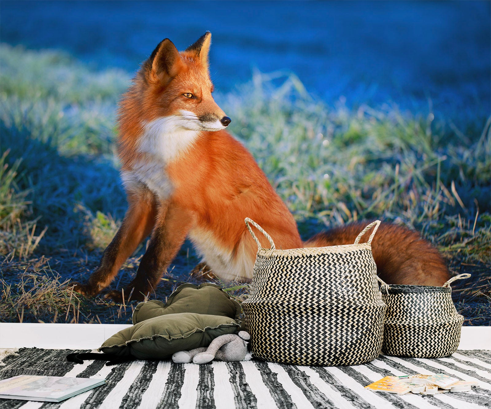 3D Orange Fox 101 Wall Murals