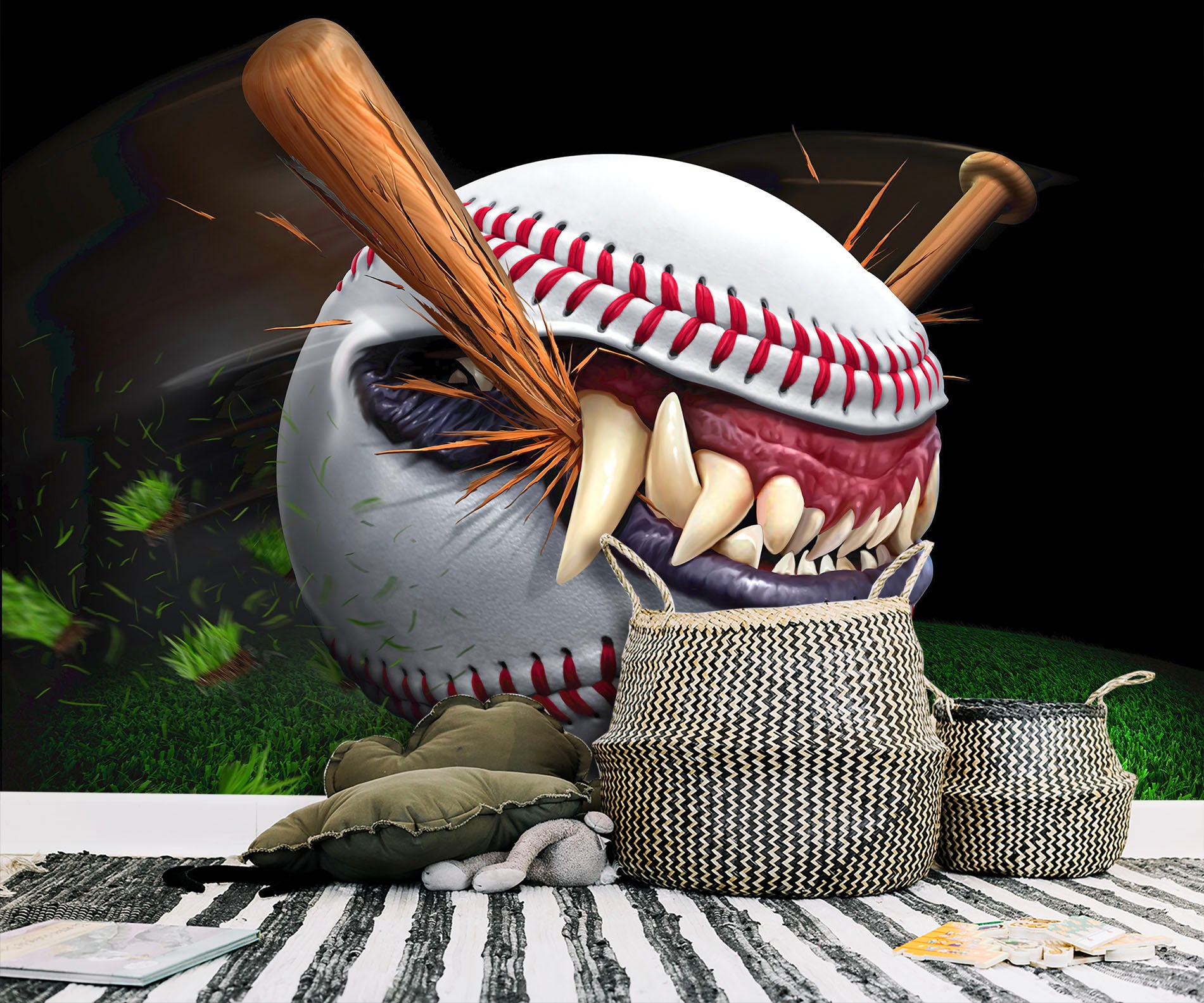 3D Baseball 4198 Tom Wood Wall Mural Wall Murals