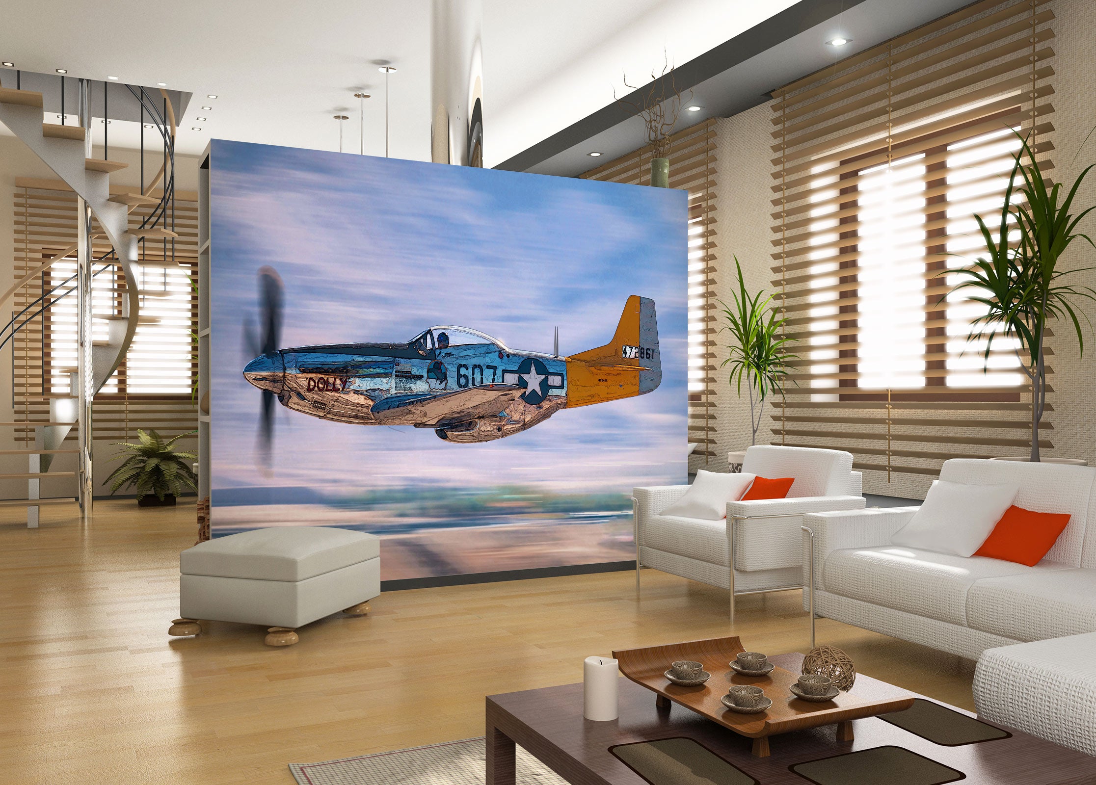 3D Airplane 9153 Alius Herb Wall Mural Wall Murals