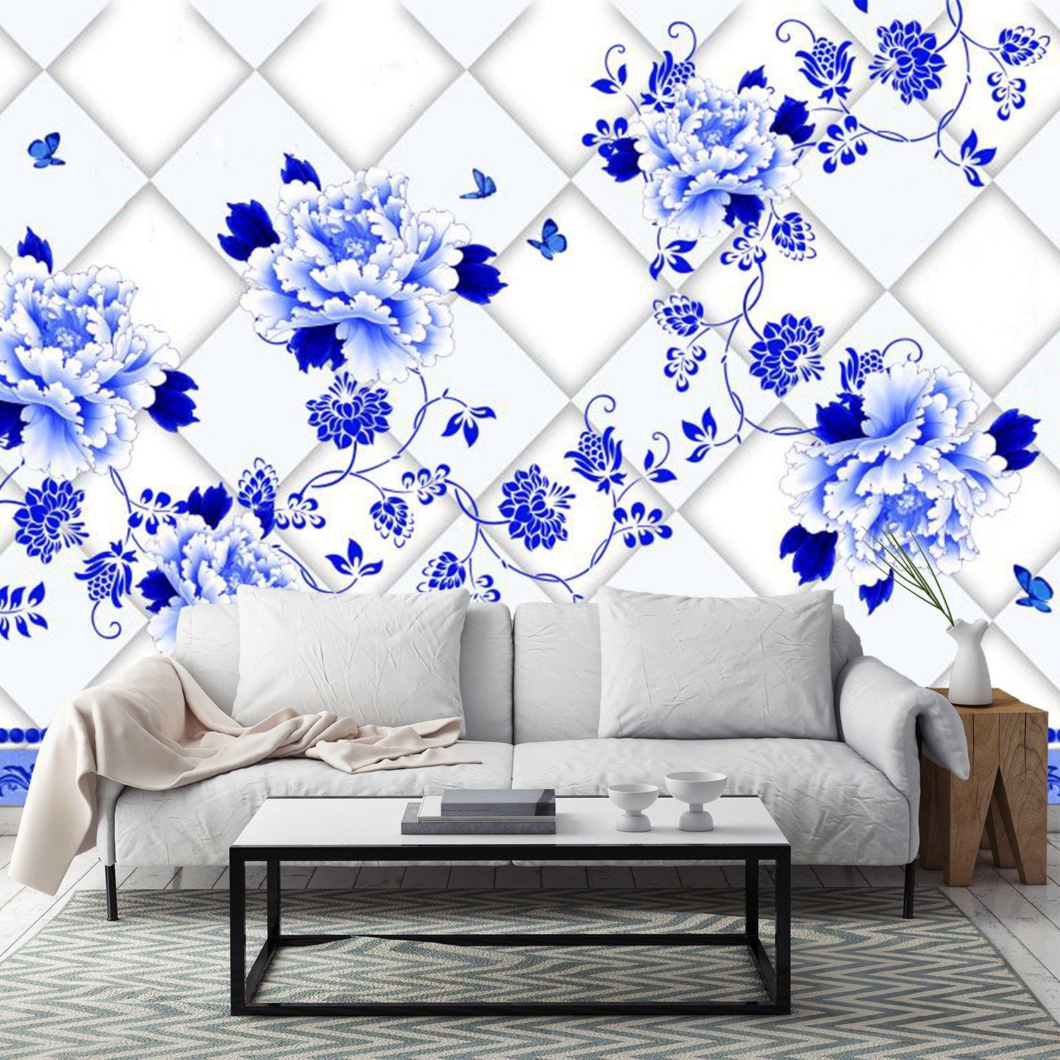 Blue Flowers 843 Wallpaper AJ Wallpaper 1 