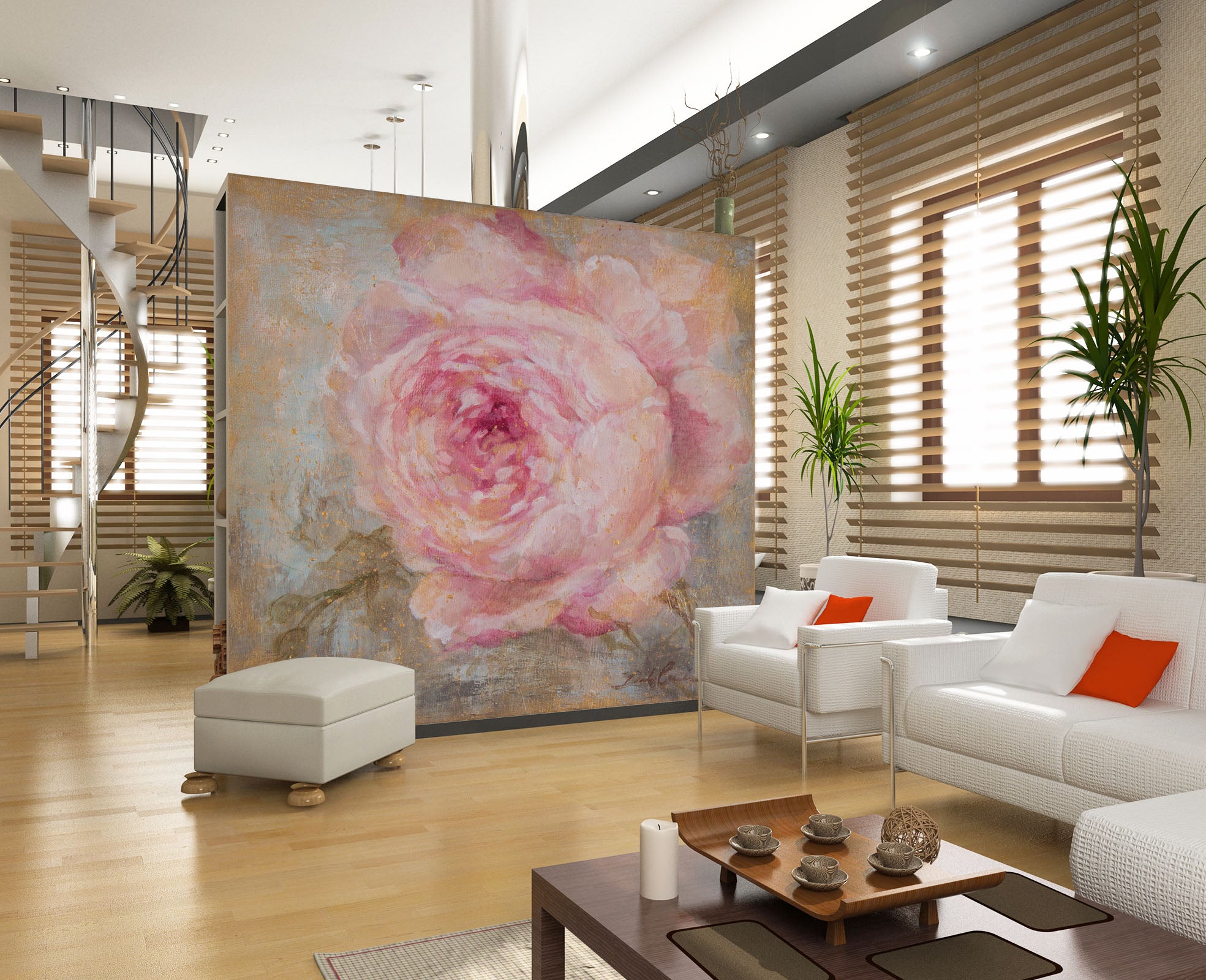 3D Pink Flowers Rose 3186 Debi Coules Wall Mural Wall Murals