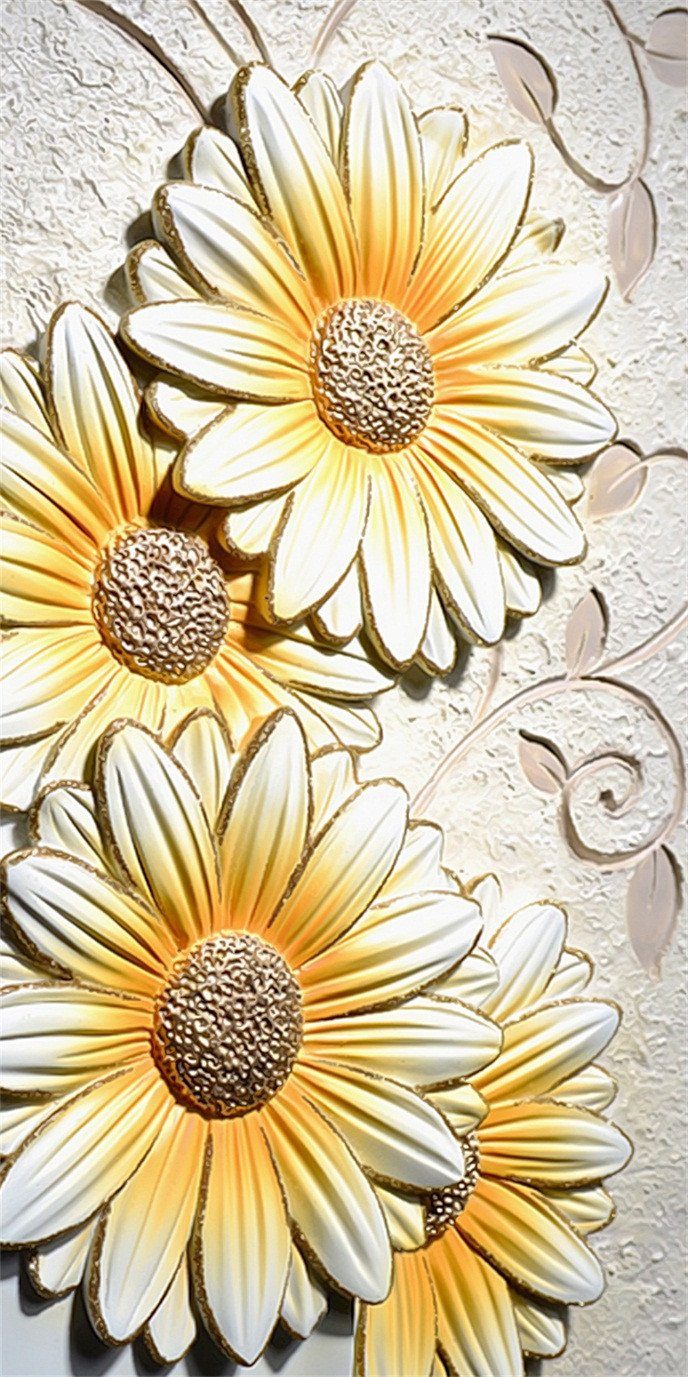 3D daisy flower paintingrch door mural Wallpaper AJ Wallpaper 