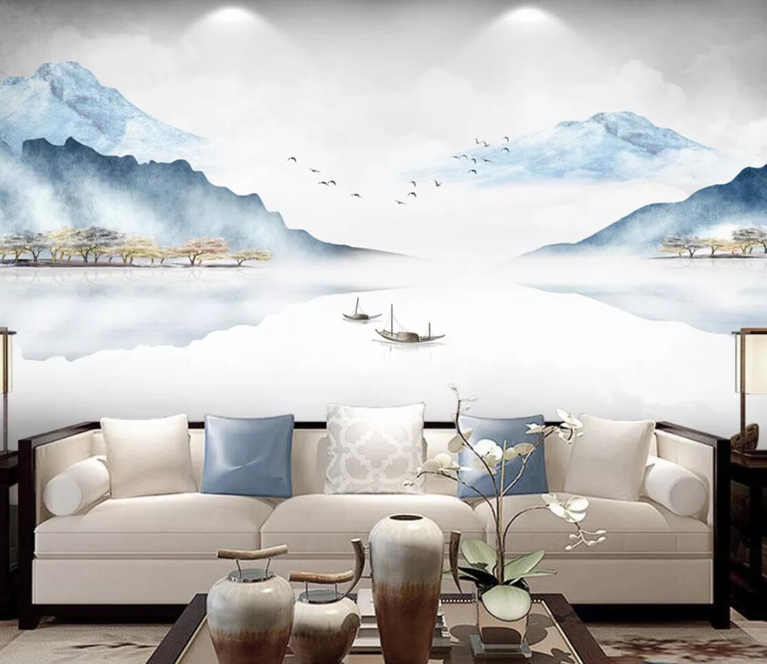 3D Lake Tree WC1608 Wall Murals