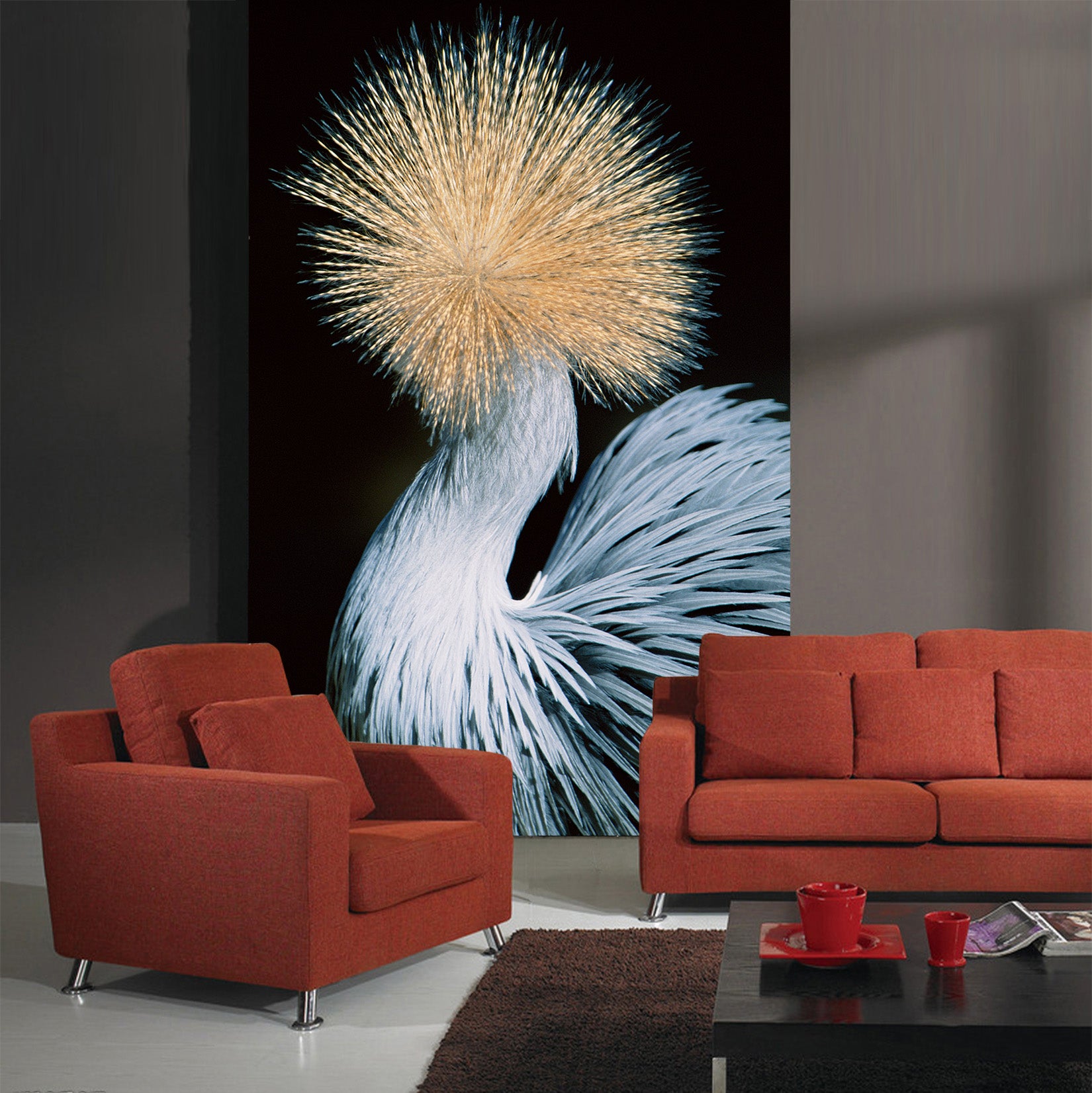 3D Crested Crane 148 Wall Murals