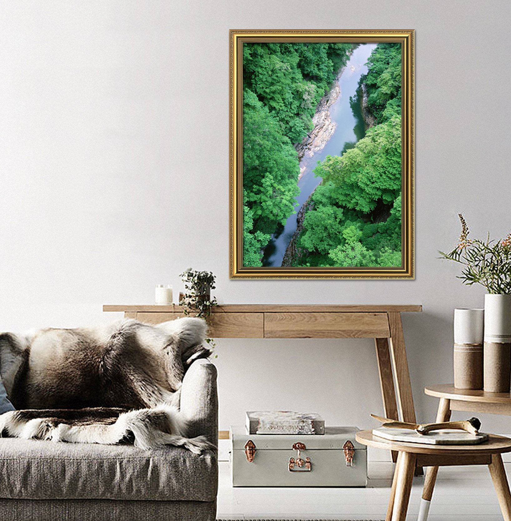 3D Forest River 037 Fake Framed Print Painting Wallpaper AJ Creativity Home 