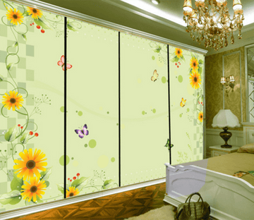 3D Sunflower Butterfly 043 Wallpaper AJ Wallpaper 
