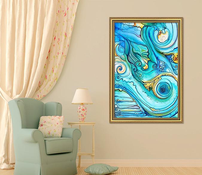 3D Blue Painting 085 Fake Framed Print Painting Wallpaper AJ Creativity Home 