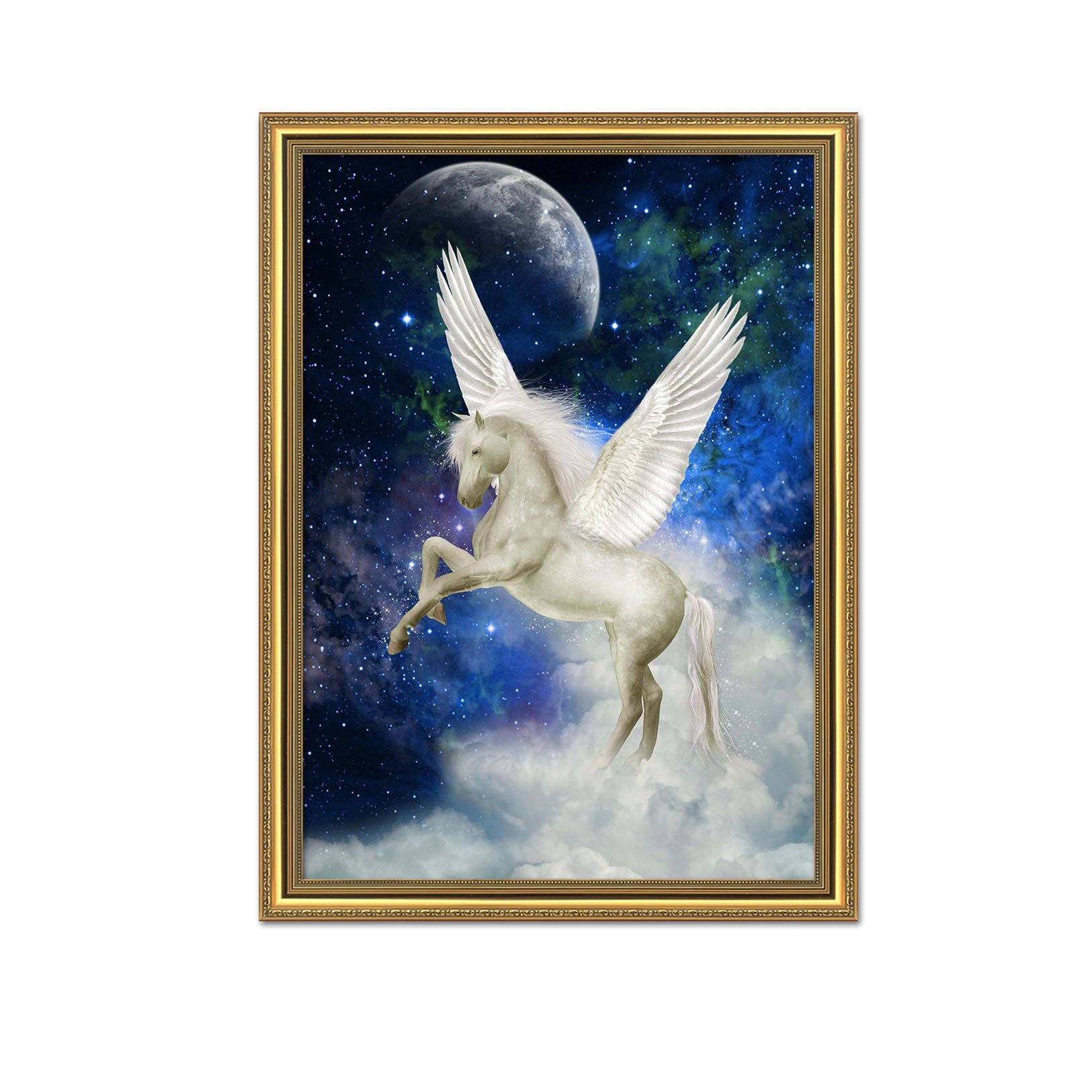 3D Pegasus Moon 058 Fake Framed Print Painting Wallpaper AJ Creativity Home 