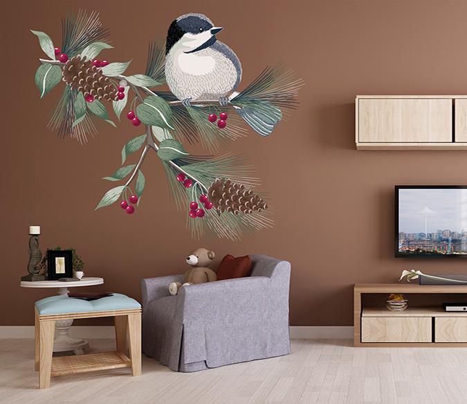 3D Cherry Bird 017 Wall Stickers Wallpaper AJ Wallpaper 