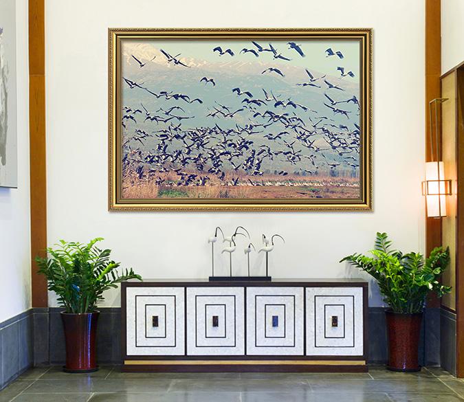 3D Geese South Fly 200 Fake Framed Print Painting Wallpaper AJ Creativity Home 