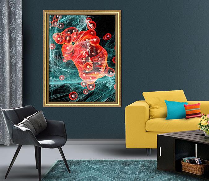 3D Red Cell 075 Fake Framed Print Painting Wallpaper AJ Creativity Home 