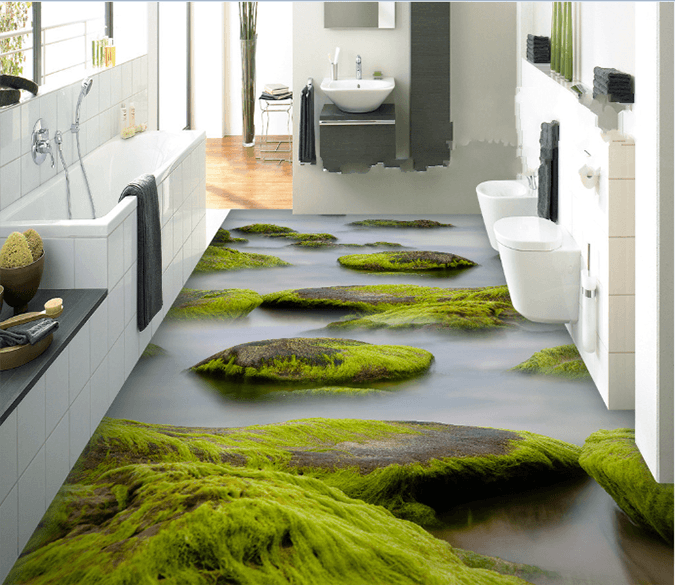 3D Stone Moss 183 Floor Mural Wallpaper AJ Wallpaper 2 