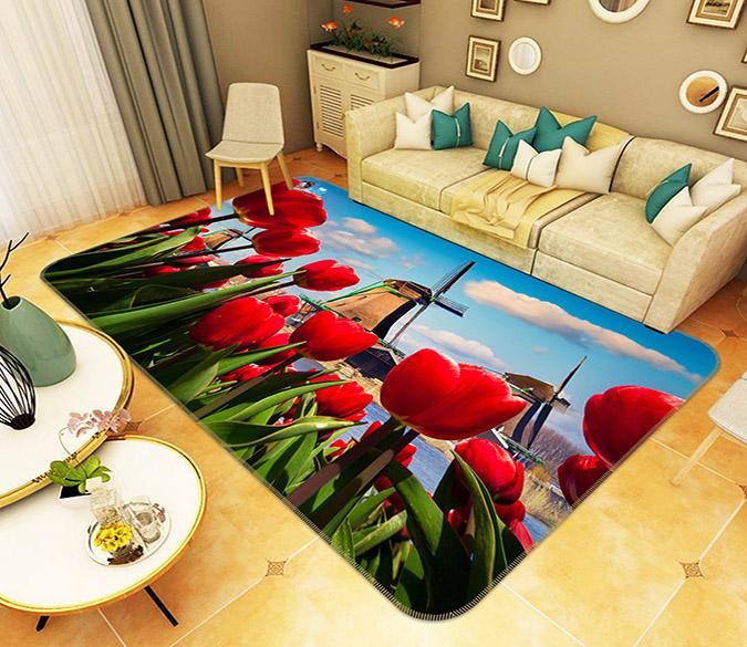 3D Windmill Safflower 368 Non Slip Rug Mat Mat AJ Creativity Home 