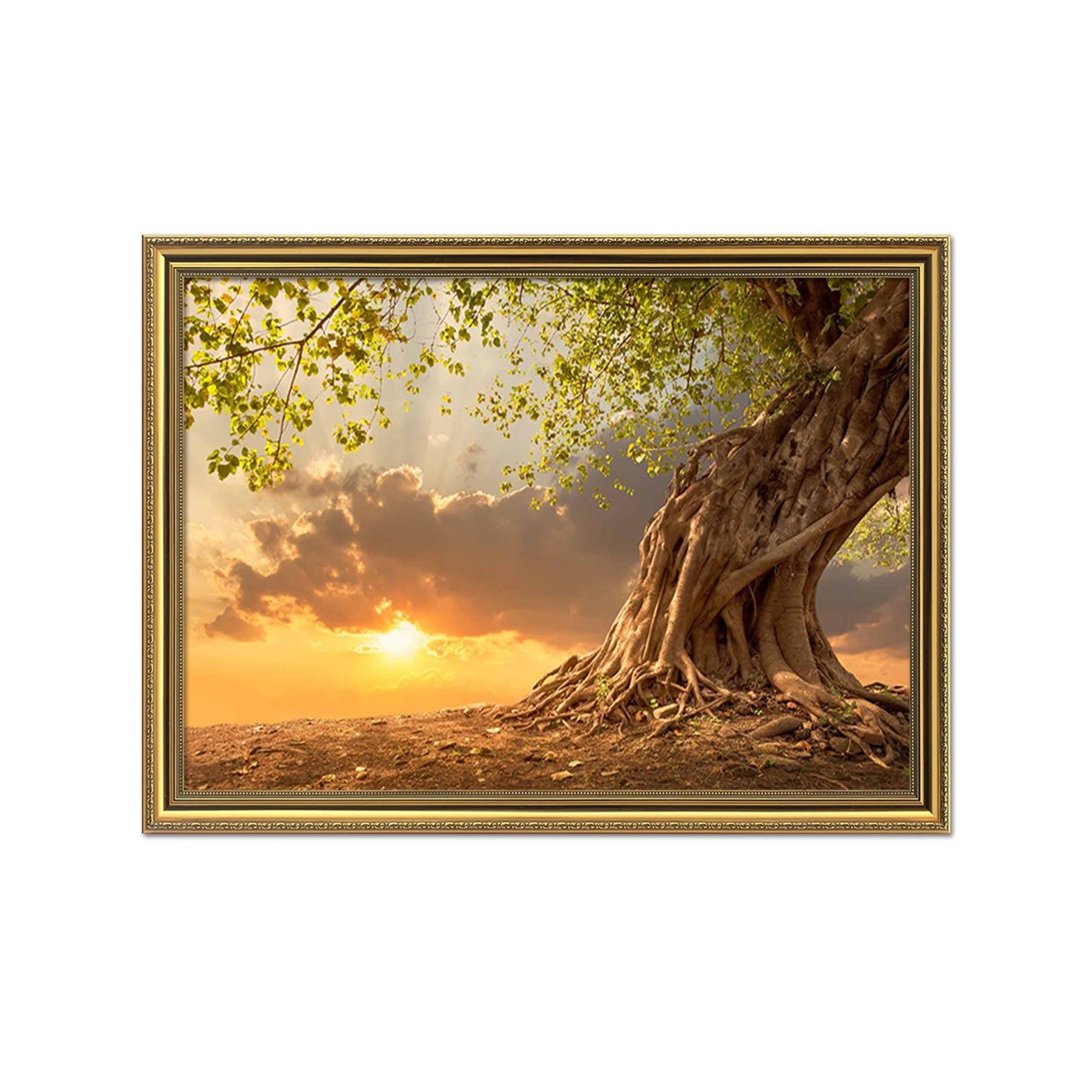 3D Big Tree Sunset 196 Fake Framed Print Painting Wallpaper AJ Creativity Home 