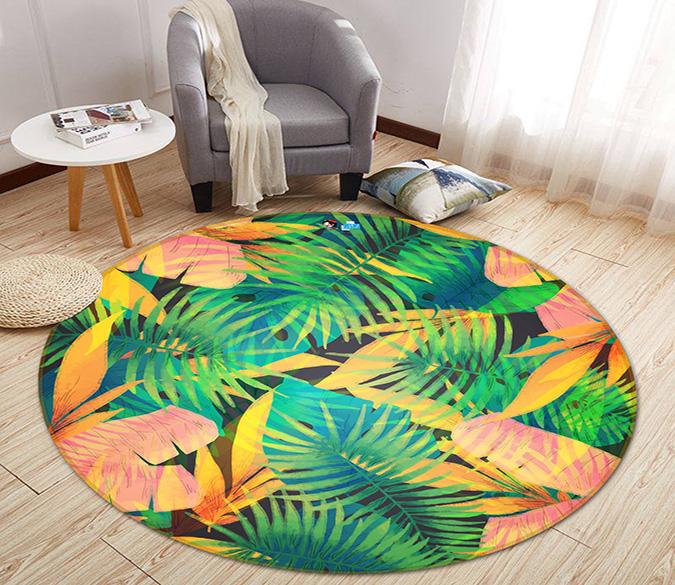 3D Big Red Leaf 222 Round Non Slip Rug Mat Mat AJ Creativity Home 