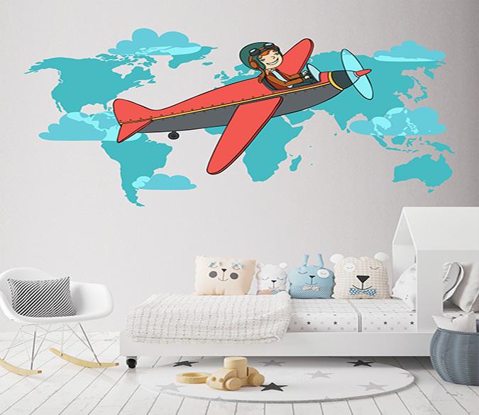 3D Cartoon Helicopter 194 Wall Stickers Wallpaper AJ Wallpaper 