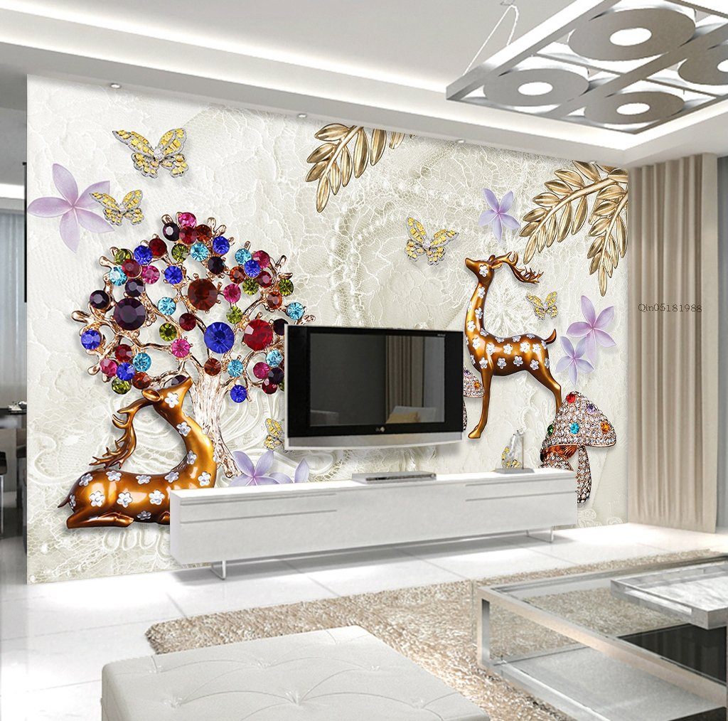 3D Deer Flower 516 Wall Murals Wallpaper AJ Wallpaper 2 