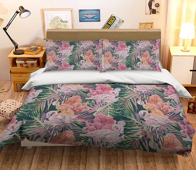 3D Flower Flamingo 047 Bed Pillowcases Quilt Wallpaper AJ Wallpaper 