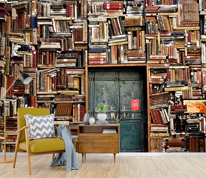 3D Bookshelf House 097 Wallpaper AJ Wallpaper 