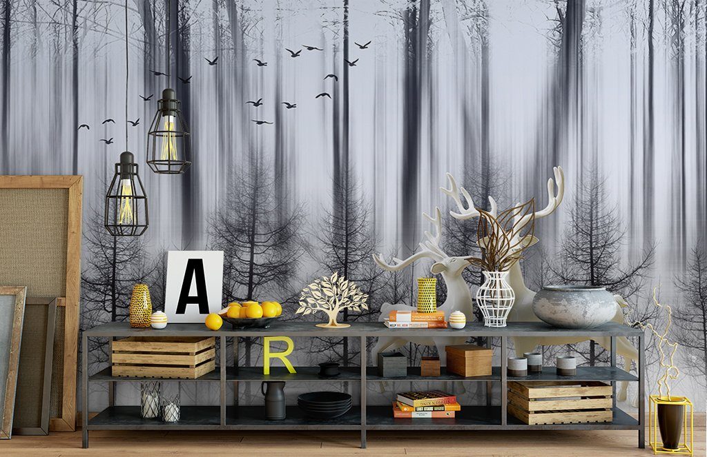 3D Foggy Forest 137 Wall Murals Wallpaper AJ Wallpaper 2 