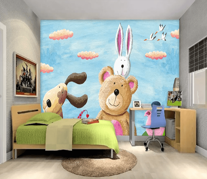 3D Bear Dog Rabbit 1077 Wallpaper AJ Wallpaper 2 