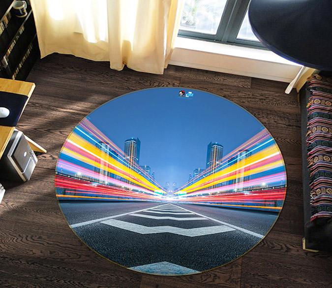 3D Rapid Road 099 Round Non Slip Rug Mat Mat AJ Creativity Home 