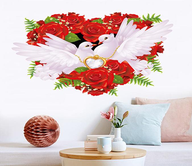 3D Safflower Pigeon 027 Wall Stickers Wallpaper AJ Wallpaper 