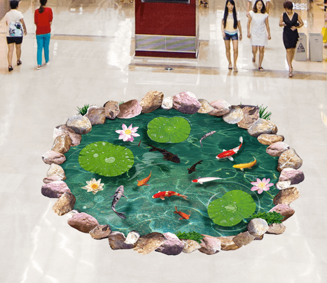 3D Small Fish Pond 287 Floor Mural Wallpaper AJ Wallpaper 2 