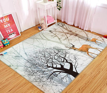 3D Dead Tree Deer 349 Non Slip Rug Mat Mat AJ Creativity Home 