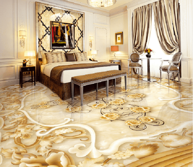 3D Small Gold Flower 089 Floor Mural Wallpaper AJ Wallpaper 2 