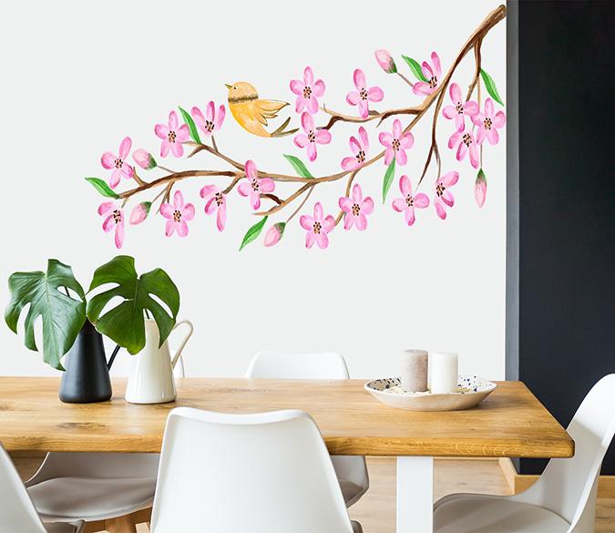 3D Peach Blossom Bird 055 Wall Stickers Wallpaper AJ Wallpaper 